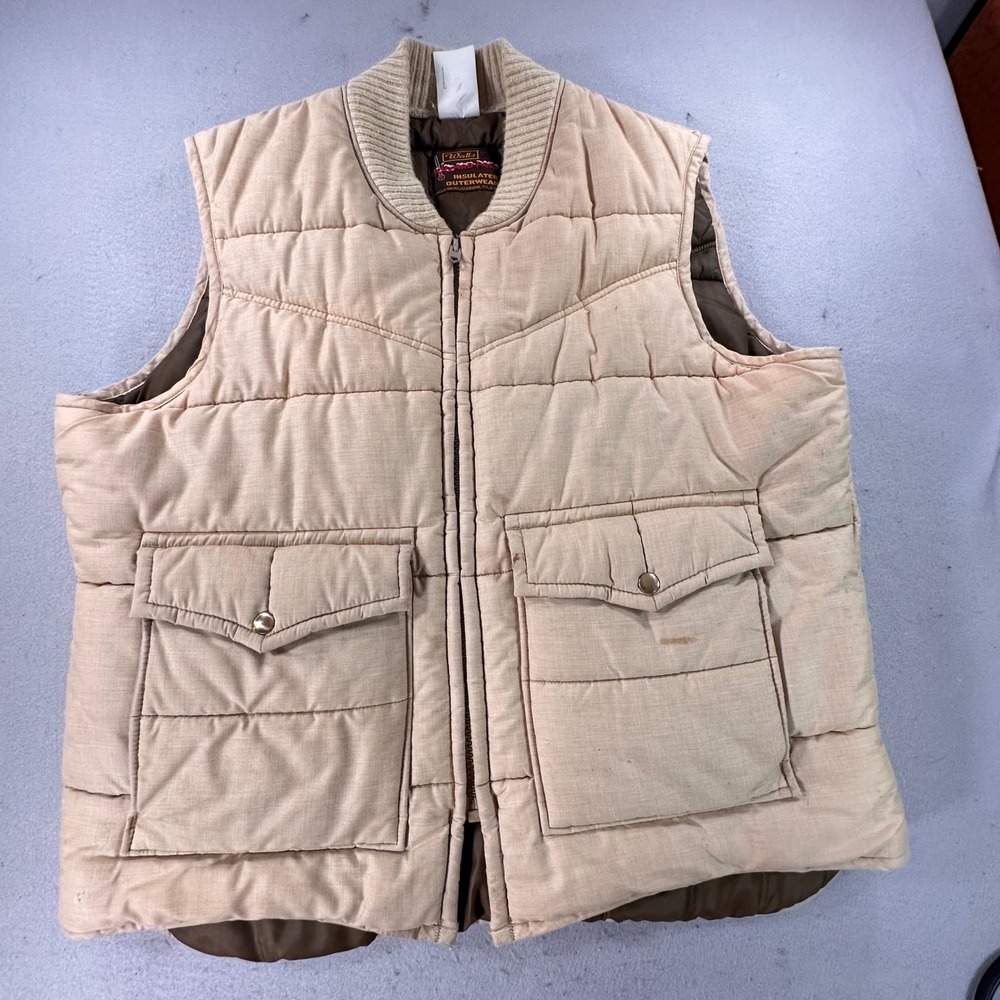 Vintage Walls Blizzard-Pruf Insulated Workwear Vest Tan Mens XL Made in USA